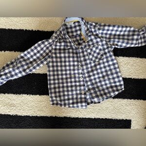 Baby Boden Blue and White Checkered Button Down Shirt